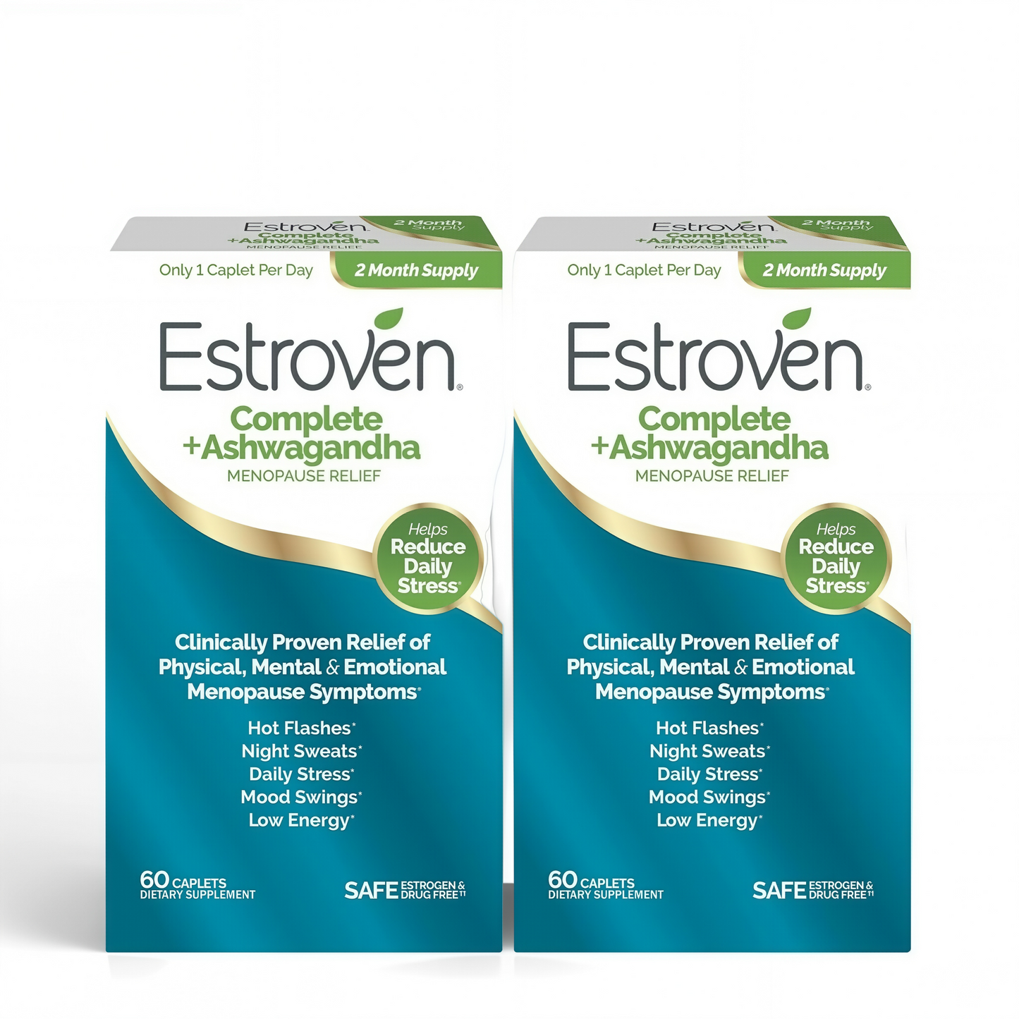 Estroven Complete + Ashwagandha Menopause Relief Supplement for 2 Pack
