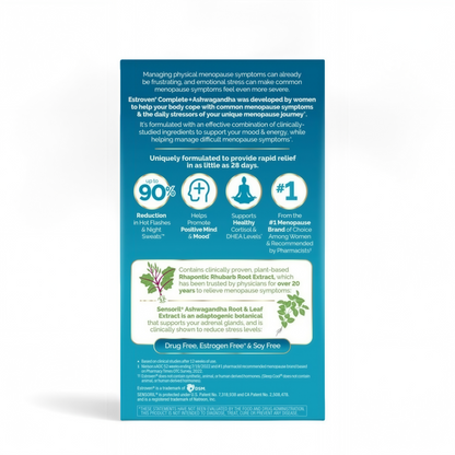 Estroven Complete + Ashwagandha Menopause Relief Supplement for 2 Pack
